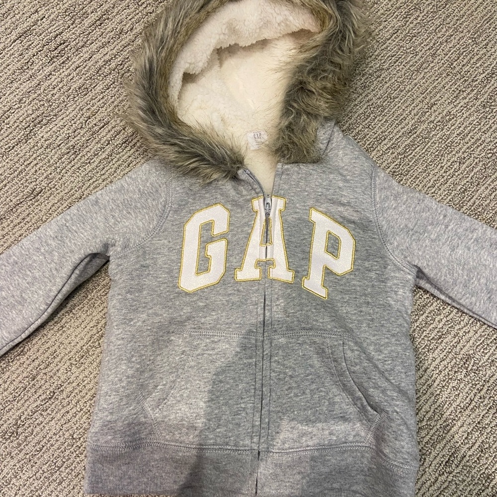GAP Toddler girl faux fur hoodie